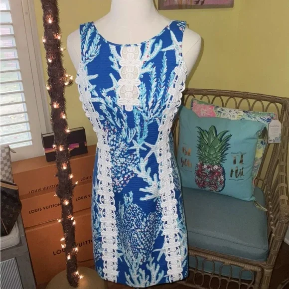 Lilly Pulitzer NWT Ember Shift Brewster Blue Good Reef 🦄 GRAIL! Size 4 - Picture 10 of 16